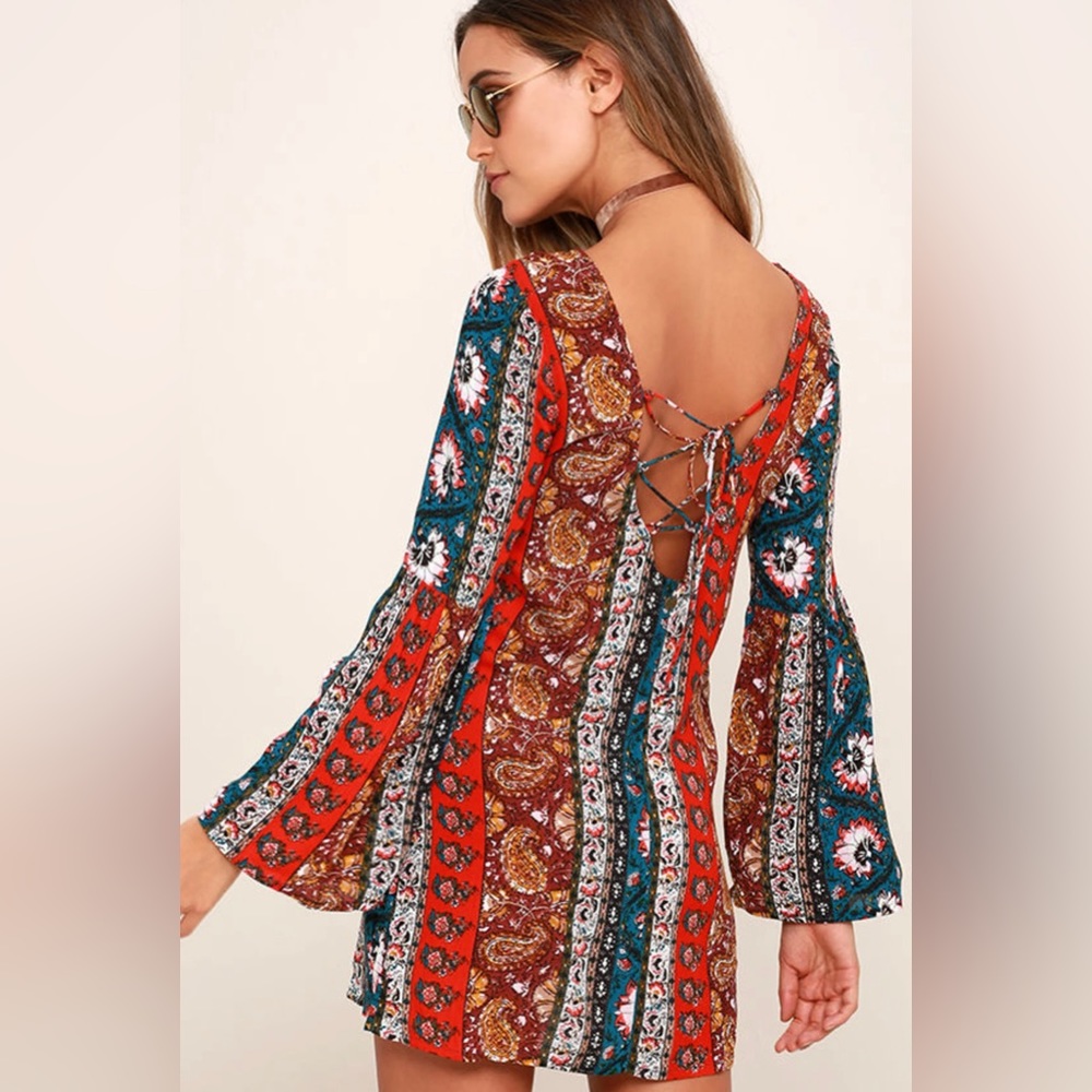 Billabong Rainy Roads Teal Print Dress